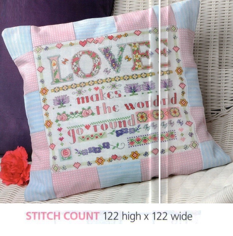 LOVE SAMPLER CUSHION CROSS  STITCH  PATTERN  ONLY   EQ - EVS