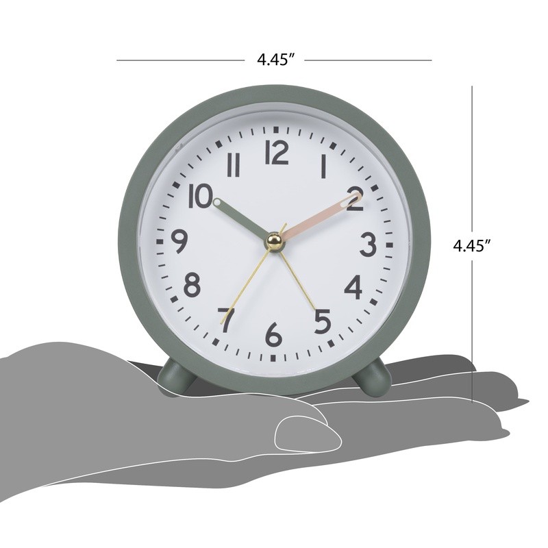 Analog Alarm Clock Battery Powered Snooze Function Quartz Movement W/ Backlight