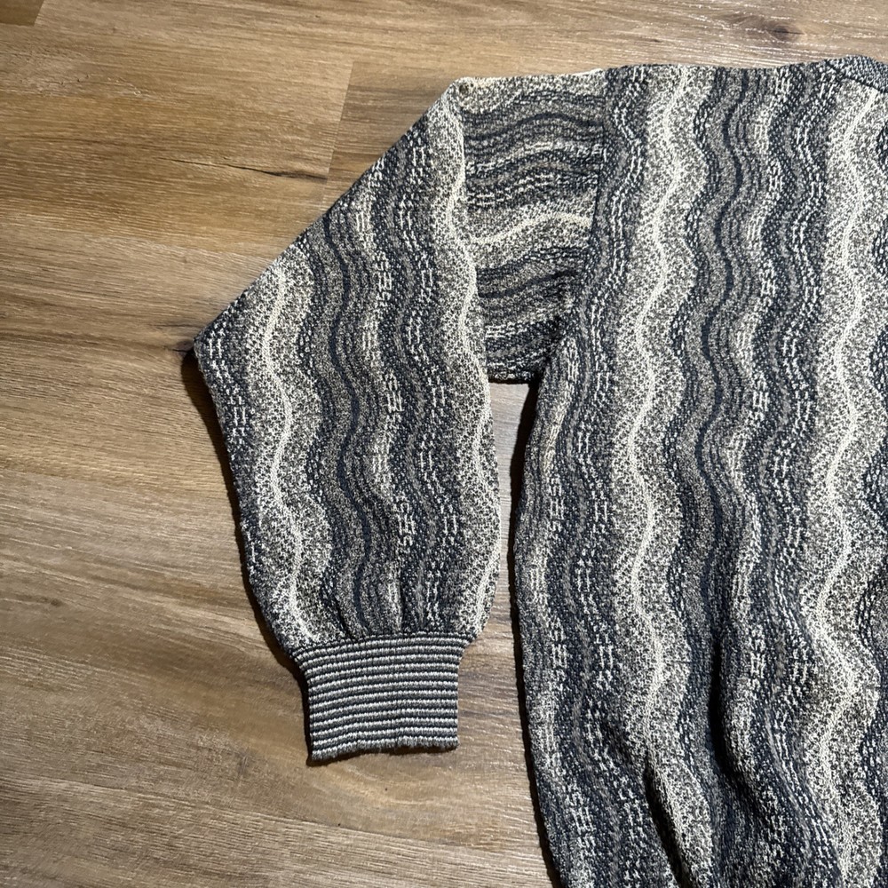 Vintage Tricots St Raphael MEDIUM Wool Blend Pullover Sweater Wavy Coogi Style M