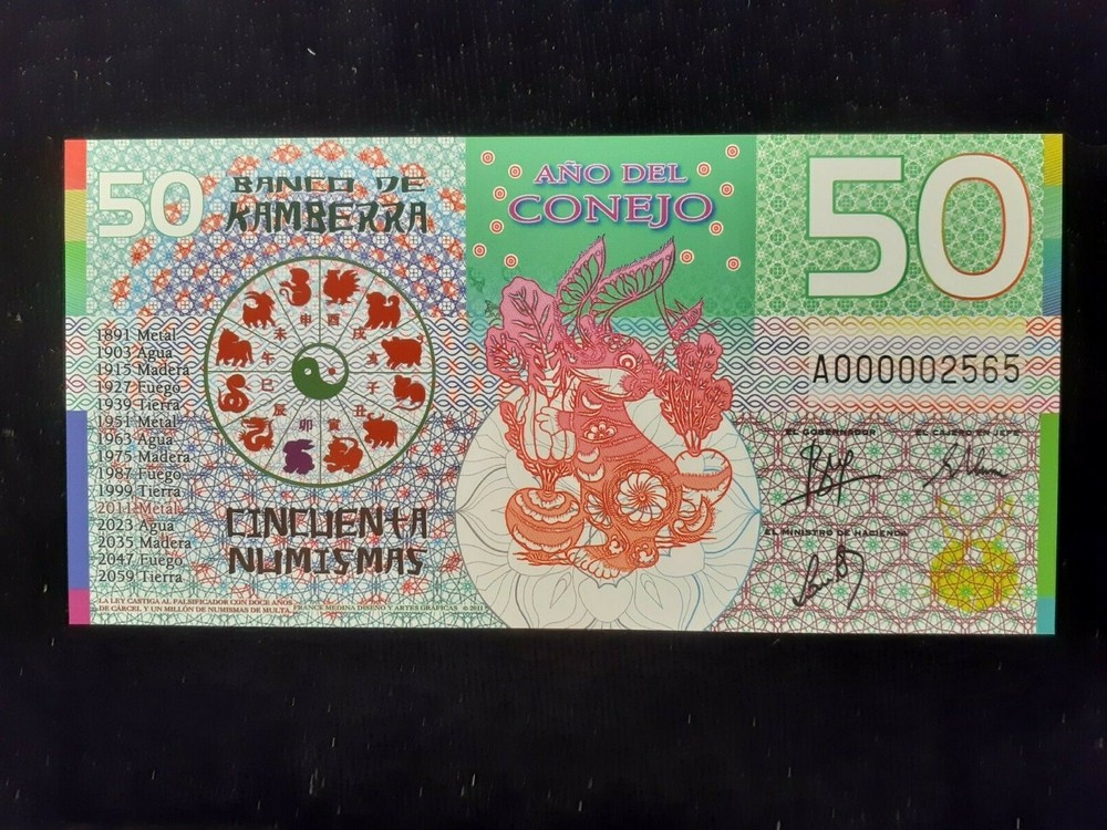 2011 50 NUMISMAS KAMBERRA BK 50c RABBIT FANTASY NOTE POLYMER