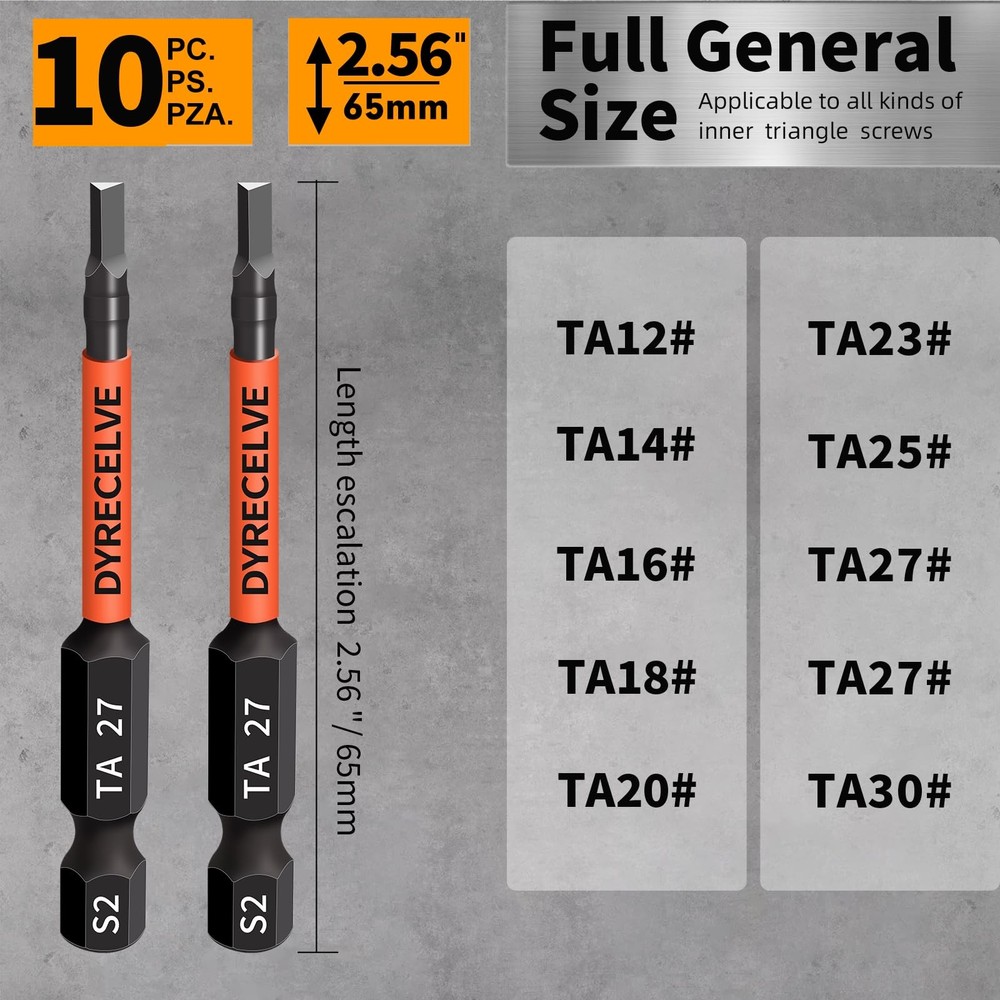 10-Pack Triangle Screwdriver Set - Premium S2 Steel Triangle Bit Set