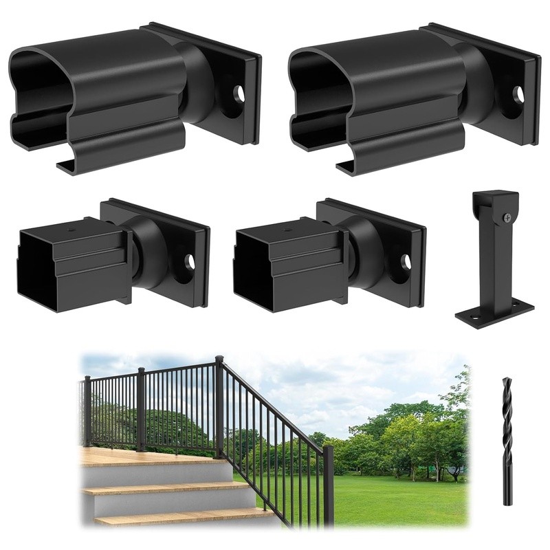 4 Pack Adjustable Aluminum Railing Bracket Connector W/ Installation Drill Kit