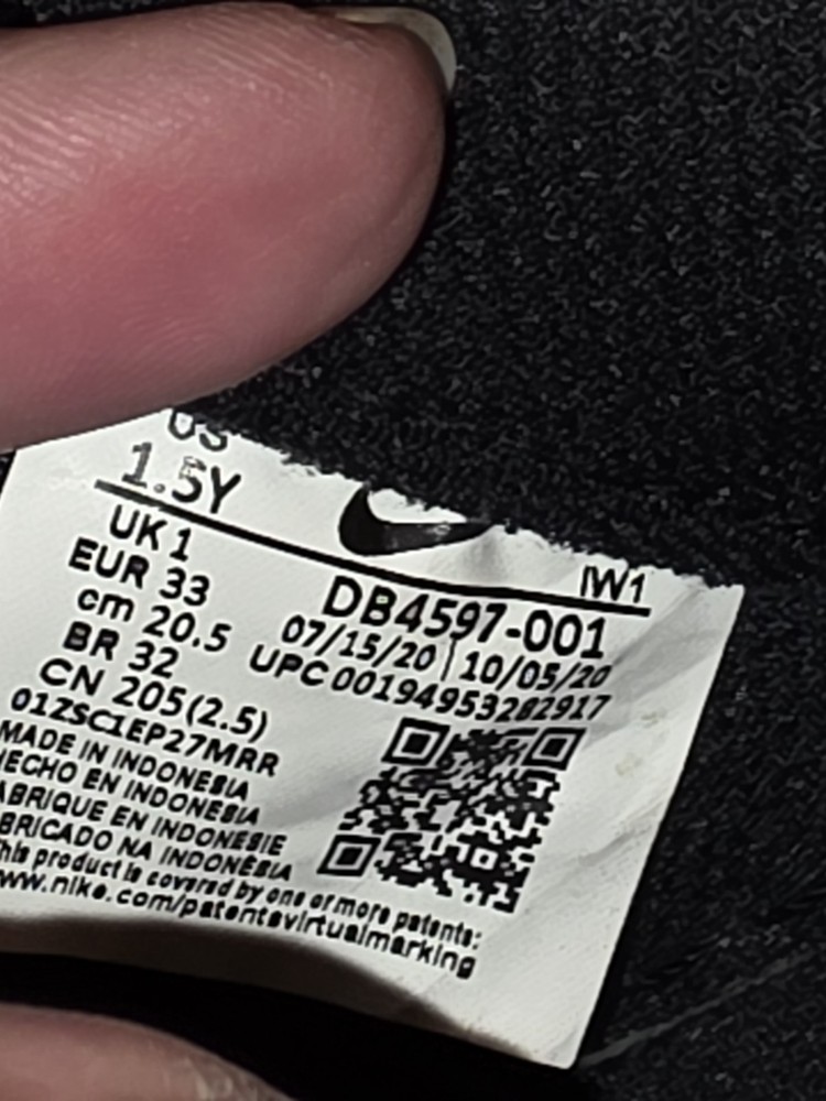 Size 1.5 - Nike Air Force 1 Low Recycled Wool Pack - Black