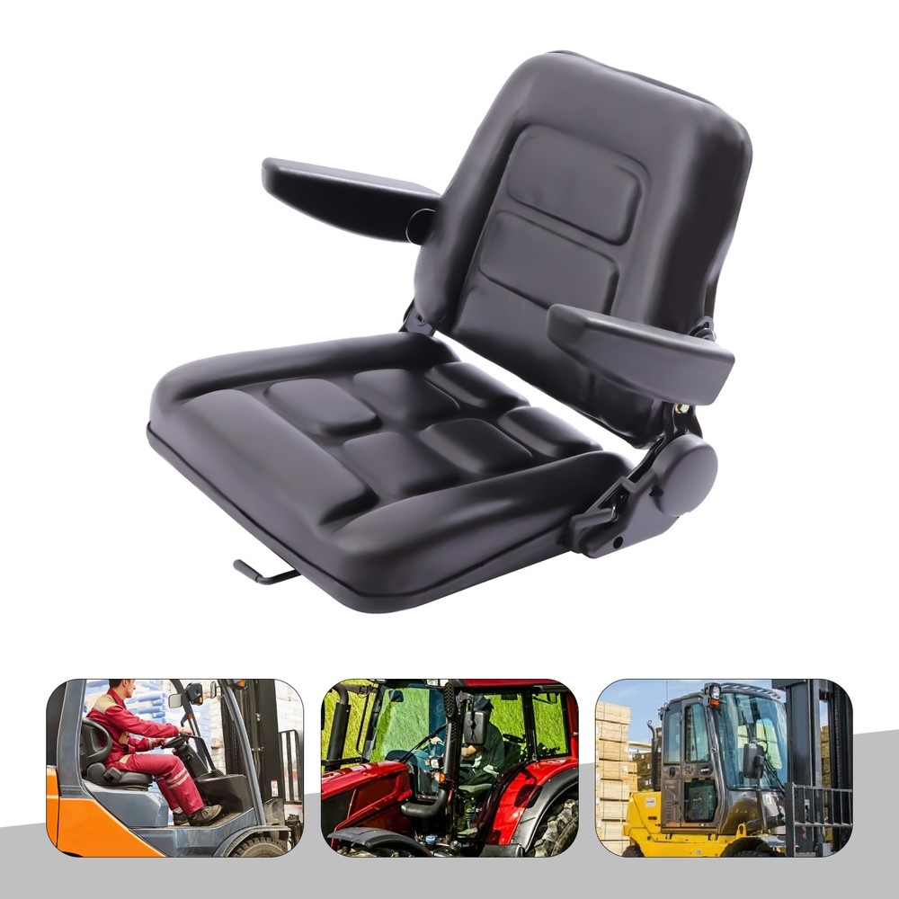 Forklift Seat With Armrest Foldable Tractor Seat With Adjustable Back Angle