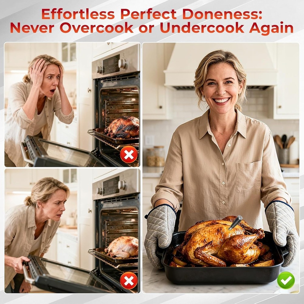 Smart Bluetooth Wireless Meat Thermometer with Probe | Long Range Digital Thermo