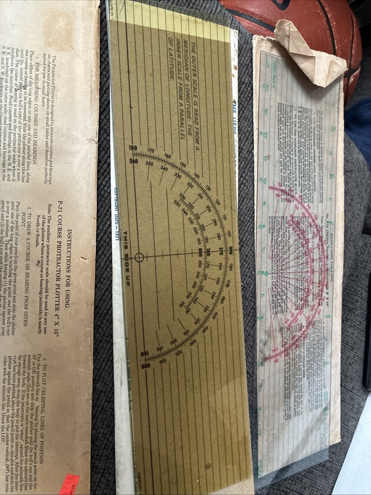 3 X Vintage P-72, P-71, USPS Course Protractor Plotter 4” X 15” Navigation Tool