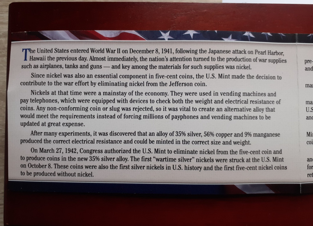 Complete WWII Uncirculated Silver Nickel Collection.