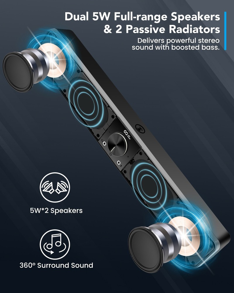 ELEGIANT USB Powered Mini Soundbar Wired Computer Speaker