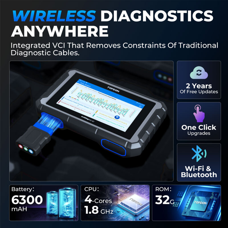 2024TOPDON AD900BT Car OBD2 Scanner Diagnostic Tool Key Coding TPMS Phoenix Plus