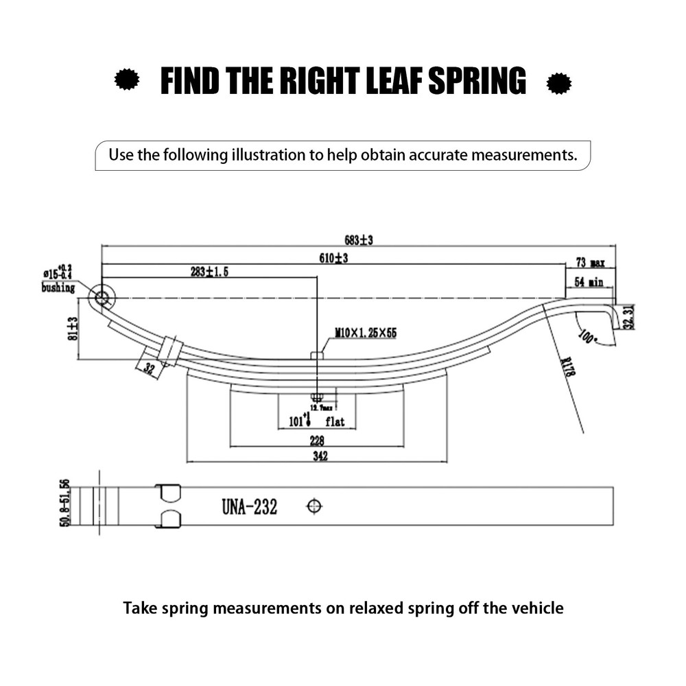 Fit 7000lbs Single Trailer Axle Suspension Kit 3500lbs Leaf Springs + U-bolt