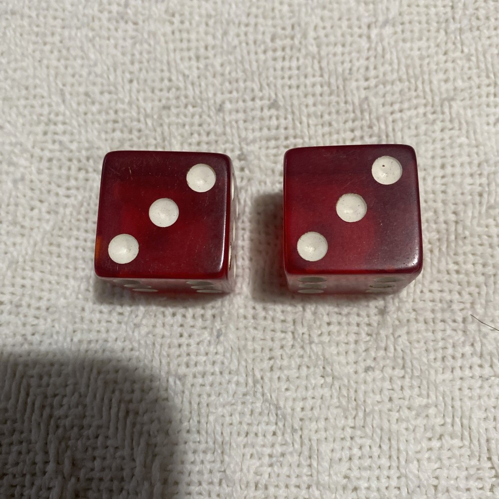 Vintage Bakelite Dice 1” red translucent