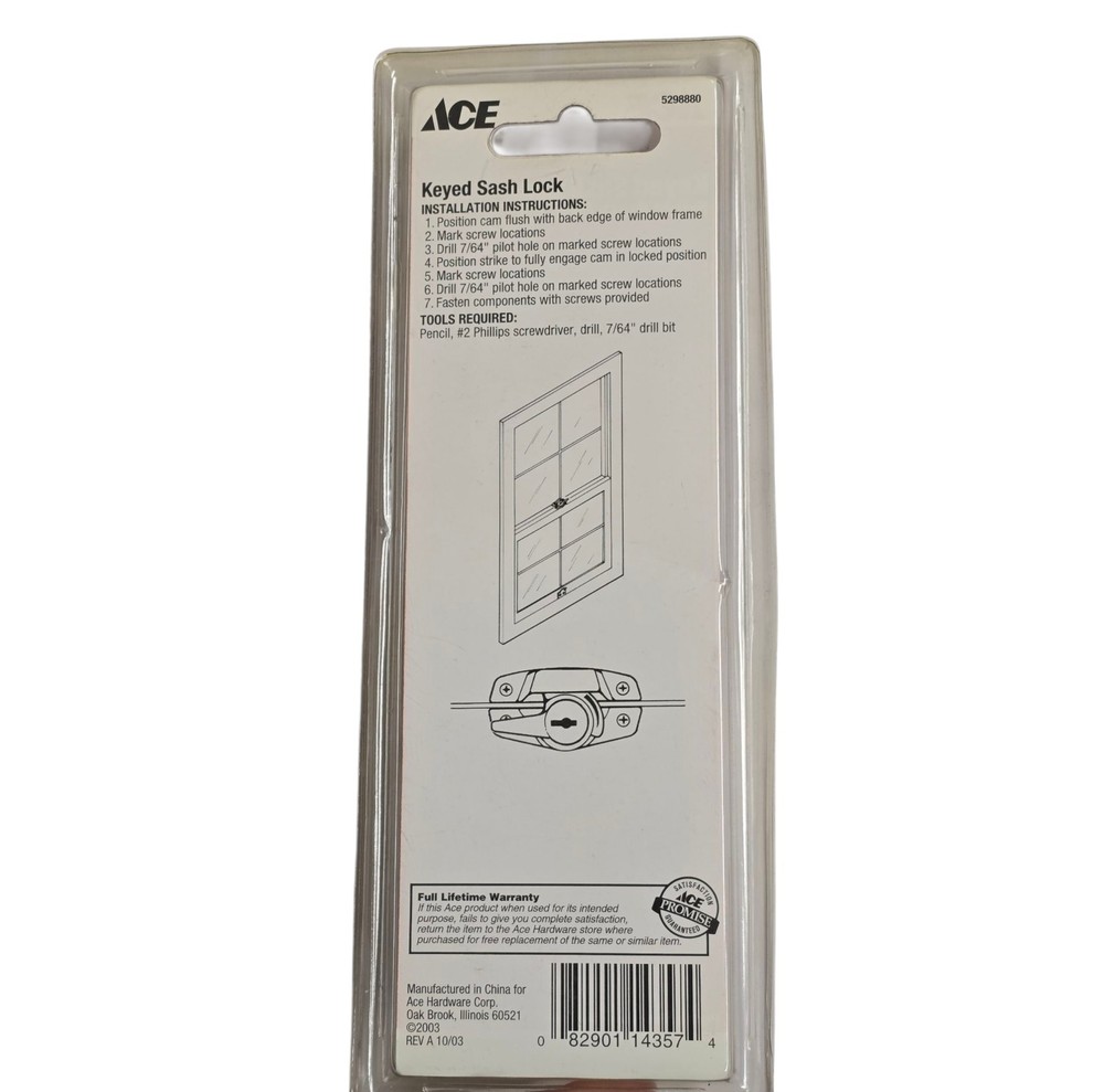 NEW ACE Hardware Keyed Sash Lock Bright Brass Finish 1 Pack