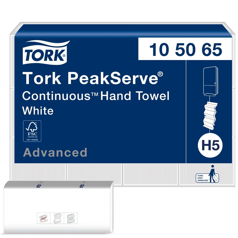 Tork PeakServe Continuous Hand Towel White H5, Advanced, Compressed, 12 x 410...