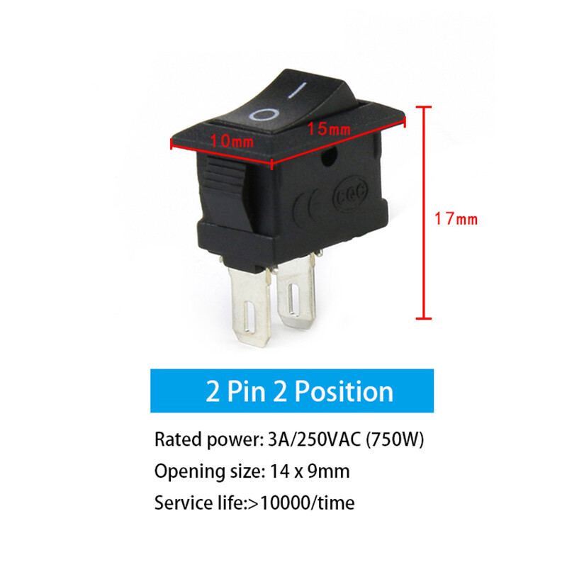 2/3 Position Rectangular Rocker Switch 2/3/4/6 Pin 3/6A 250V ON OFF