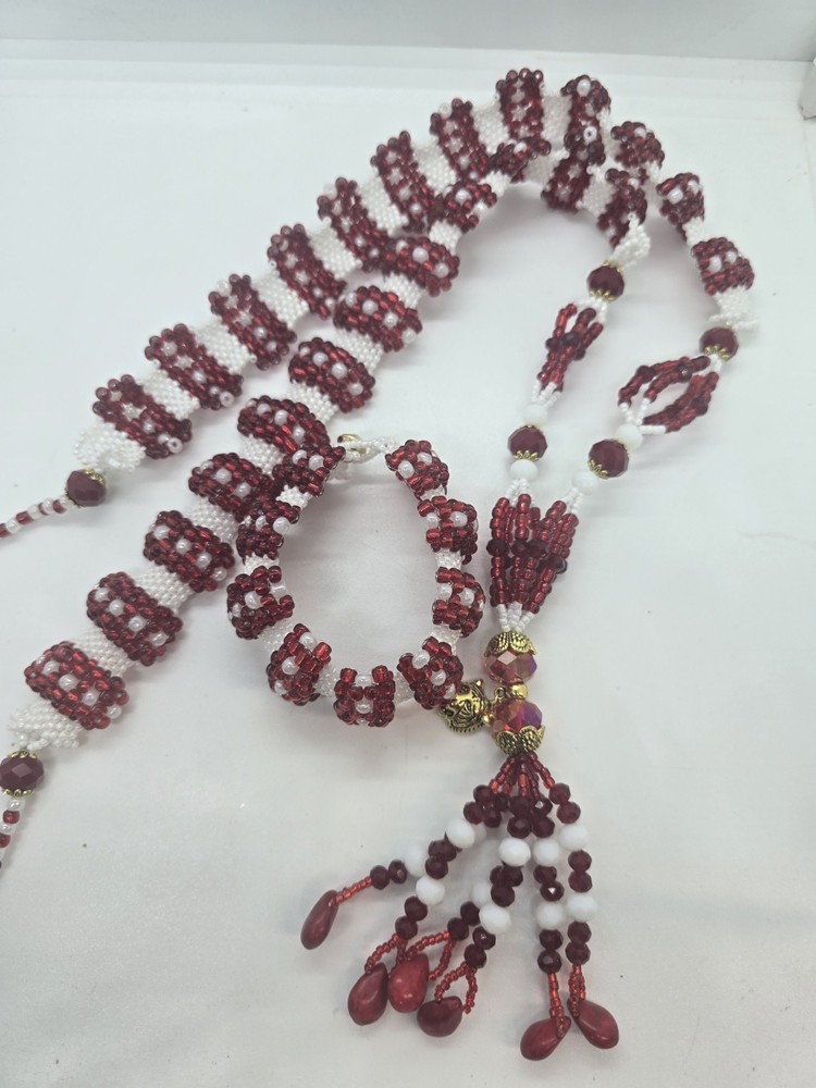 Set de collar e idde orisha Chango Deluxe Tejido