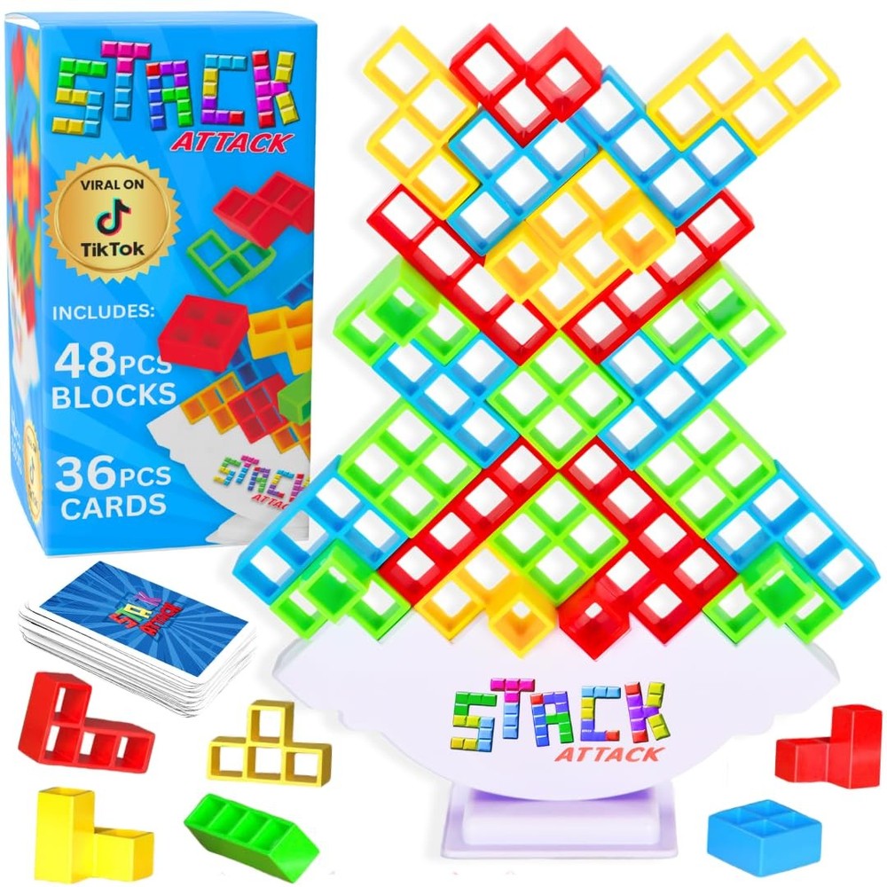 Stack Attack Tower Game, Fun Balance Games 6.7 inches (L) x 2.3 (W)