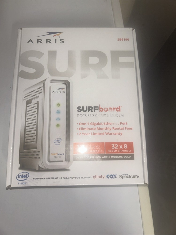 ARRIS SURFboard White SB6190 DOCSIS 3.0 Cable Modem 1.4gbps Open Box