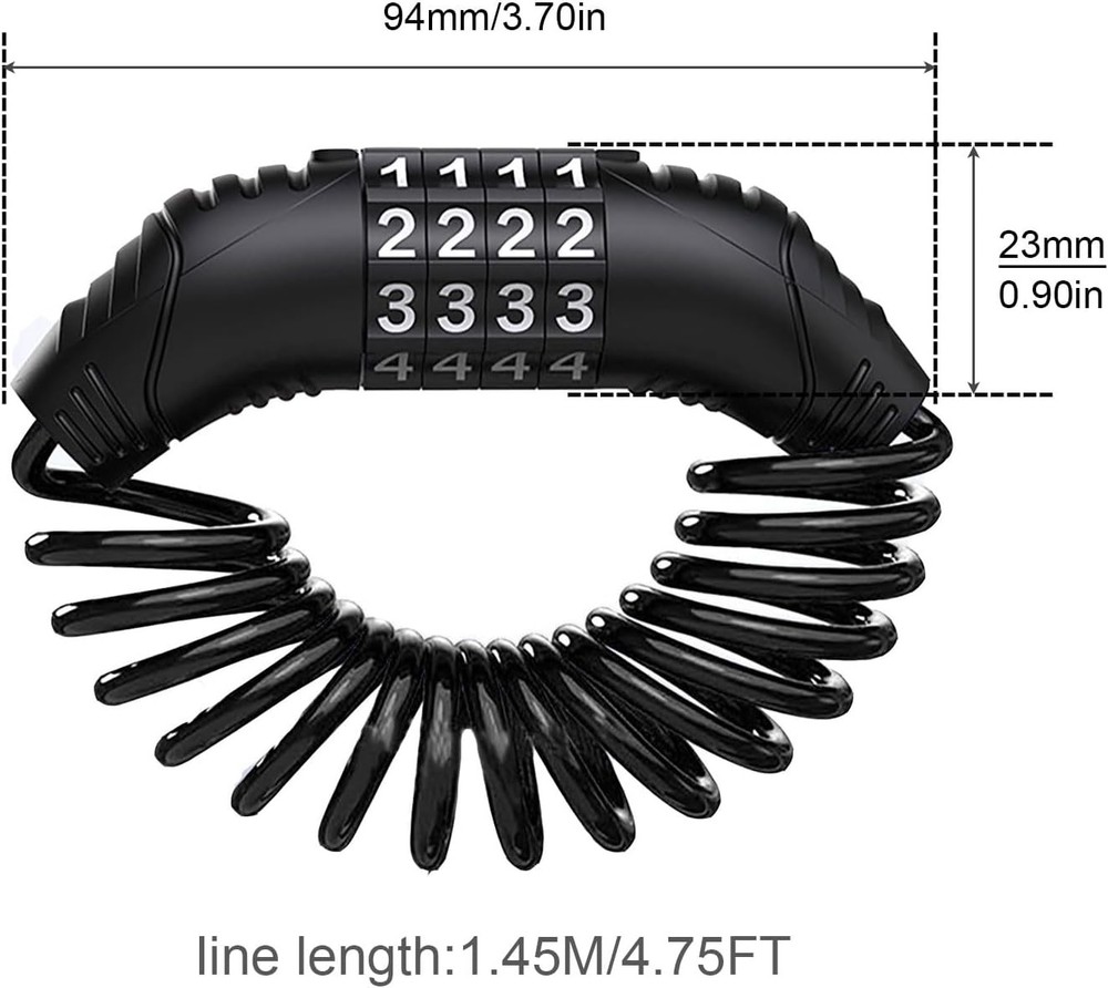 Windance 2pcs Motorcycle Helmet Lock Cable, Anti-Theft Retractable Black