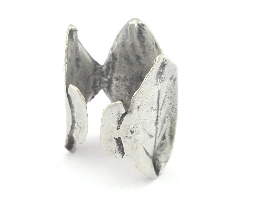 Leaf Ring Adjustable Antique Silver Plated brass (17.5mm 7US inner size) 3272