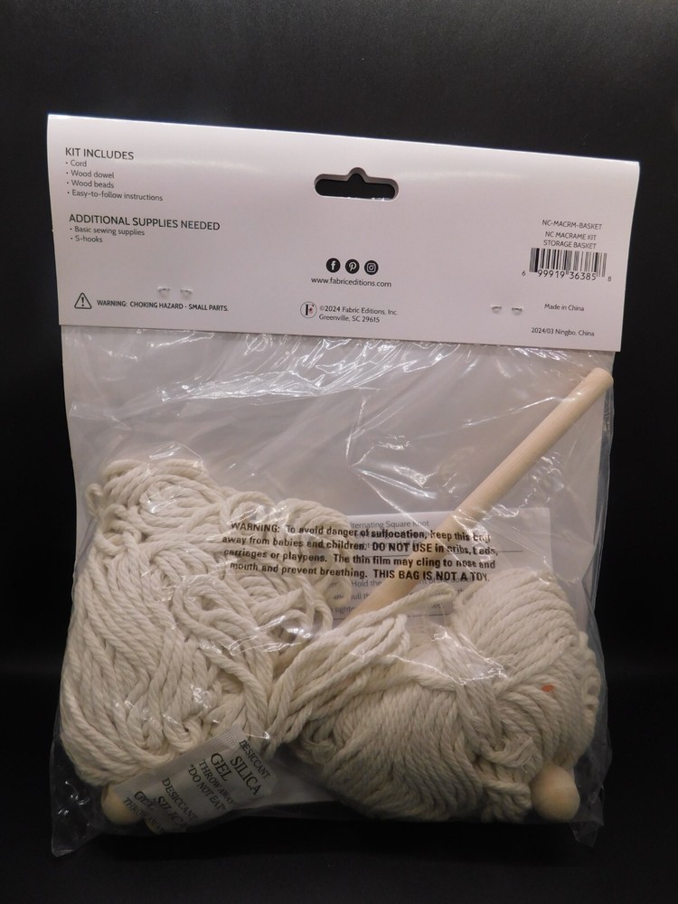 Needle Creations Macrame Hanging Storage Basket craft kit