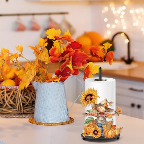 Fall Paper Towel Holder Rustic Scarecrow Kitchen Decor Fall Scarecrow
