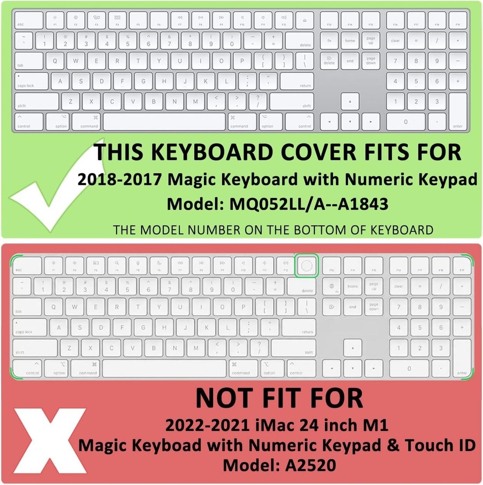 Keyboard Cover Skin for 2018-2017 Apple Magic Keyboard with Numeric Clear
