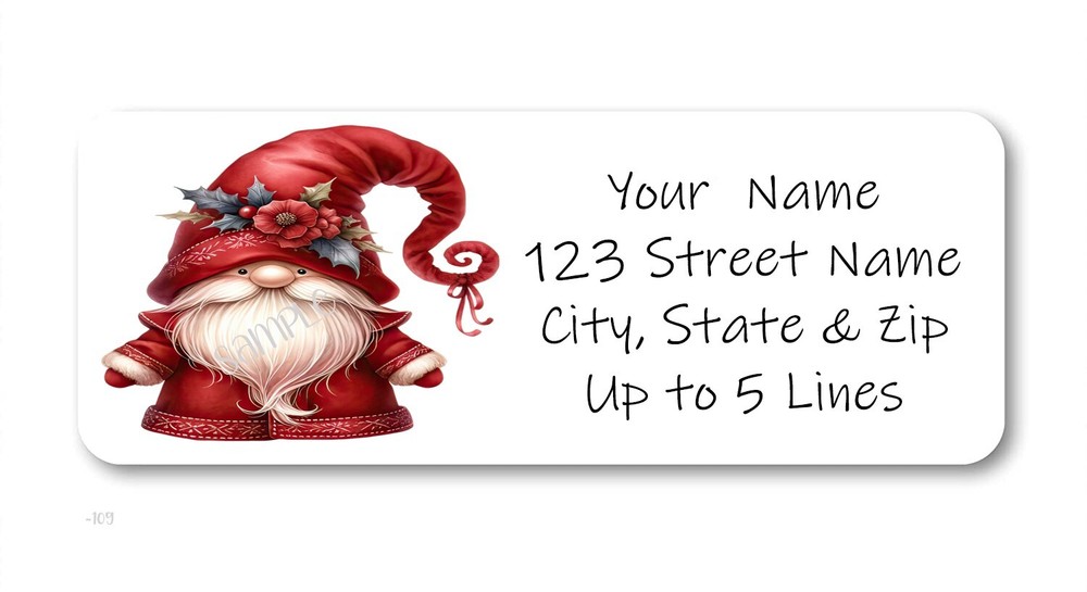 CUTE Holiday Gnome Christmas Personalized Return Address Labels