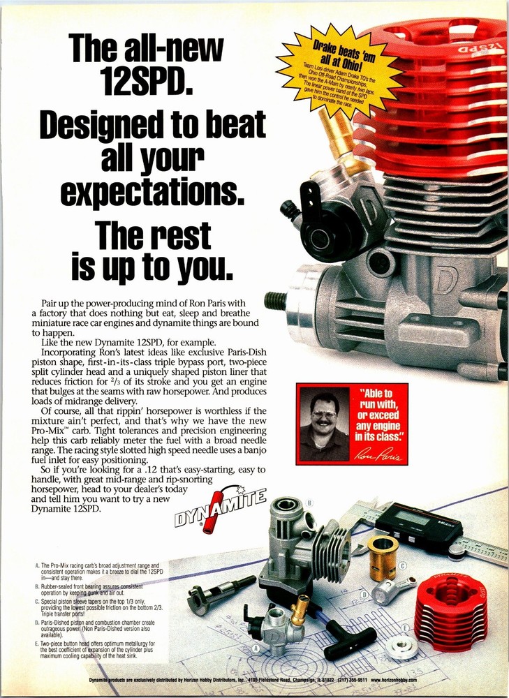 Dynamite 12SPD RC Engines Print Ad Wall Art Decor
