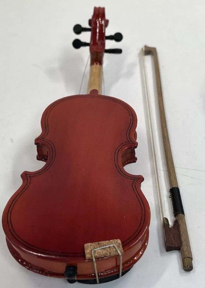 8” Miniature Violin with Bow & Fitted Lined Case •Flip Close w/Handle
