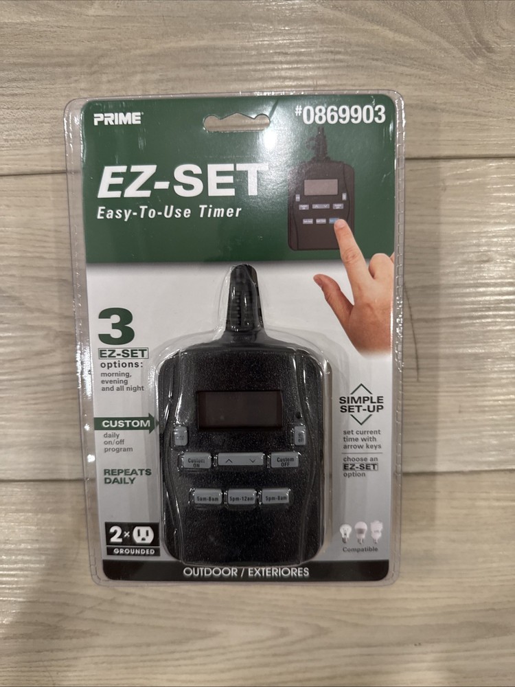 Prime EZ-Set 120V Mechanical Timer 2 Grounded Outlets 0869903
