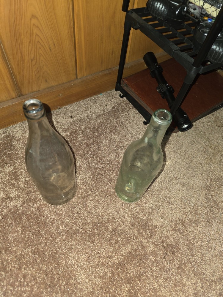 2 Vintage Clear Glass Bottles