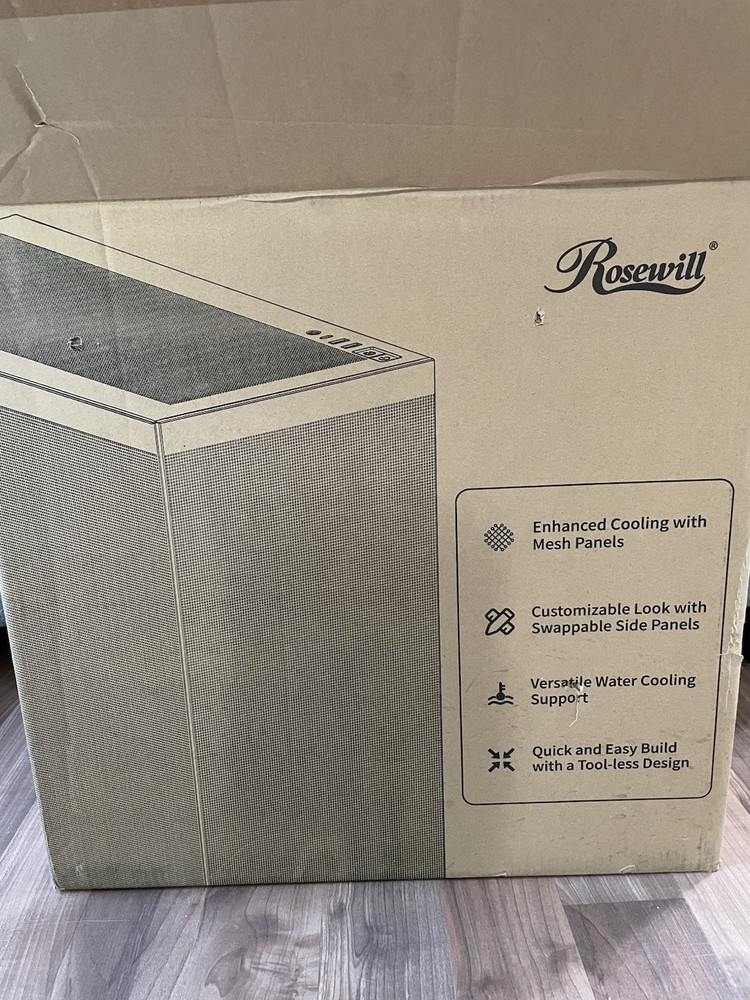 Rosewill Helium Flow White Mid Tower Computer Gaming Case, Mesh Panel, ATX, Tool