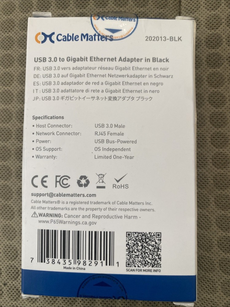 [NEW] Cable Matters USB 3.0 to Gigabit Ethernet Adapter