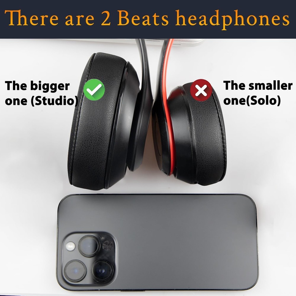SoloWIT Replacement Ear Pads Cushions for Beats Studio 2 & 3 Black