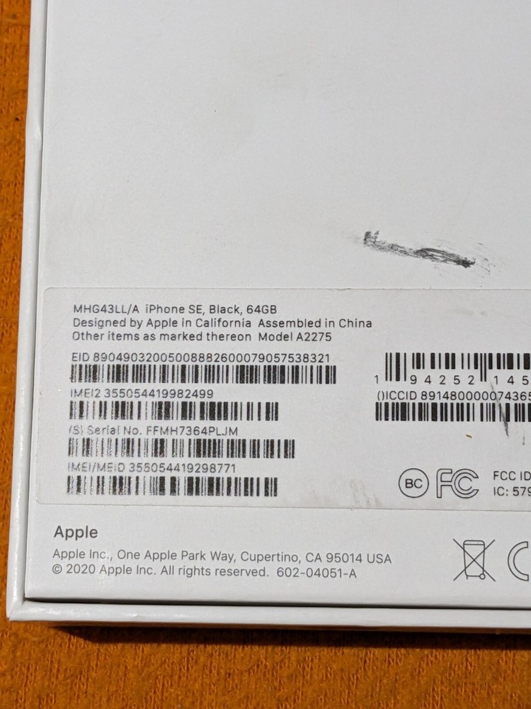 Replacement Empty Box Apple iPhone SE Black 64GB