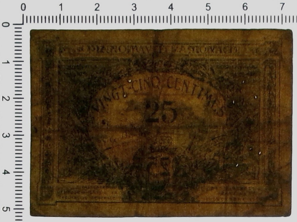 25 CENTIMES PRINCIPAUTÉ DE MONACO EMERGENCY ISSUES 20/03/1920 BB-
