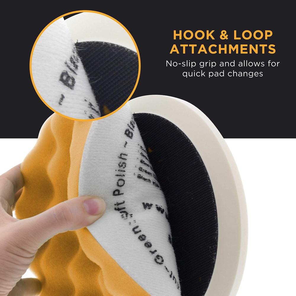 6.5" Orange Waffle Foam Buffing Pad Hook and Loop Backing - Medium Cut Pad fo...