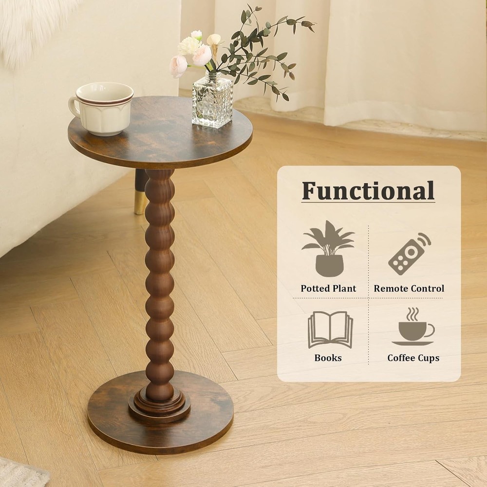 Round Side Table Small Drink Table Small Spaces Modern Accent Nightstand W/