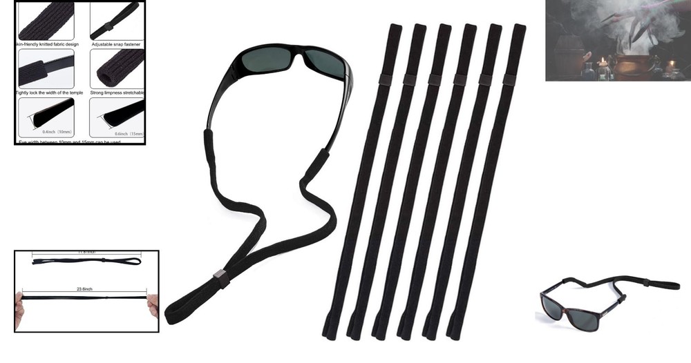 Versatile Eyewear Retainer Cord – 6-Pack Adjustable Straps for Every Activity