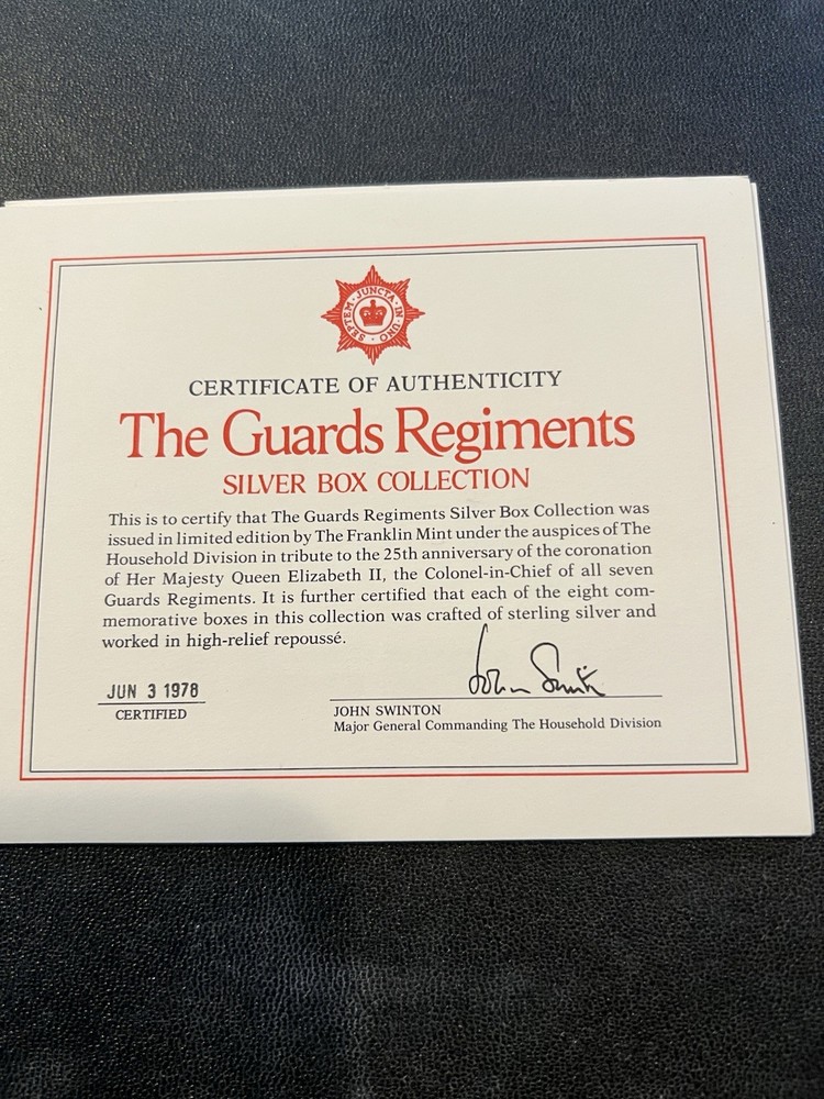 The Guards Regiments In Sterling Silver Complete