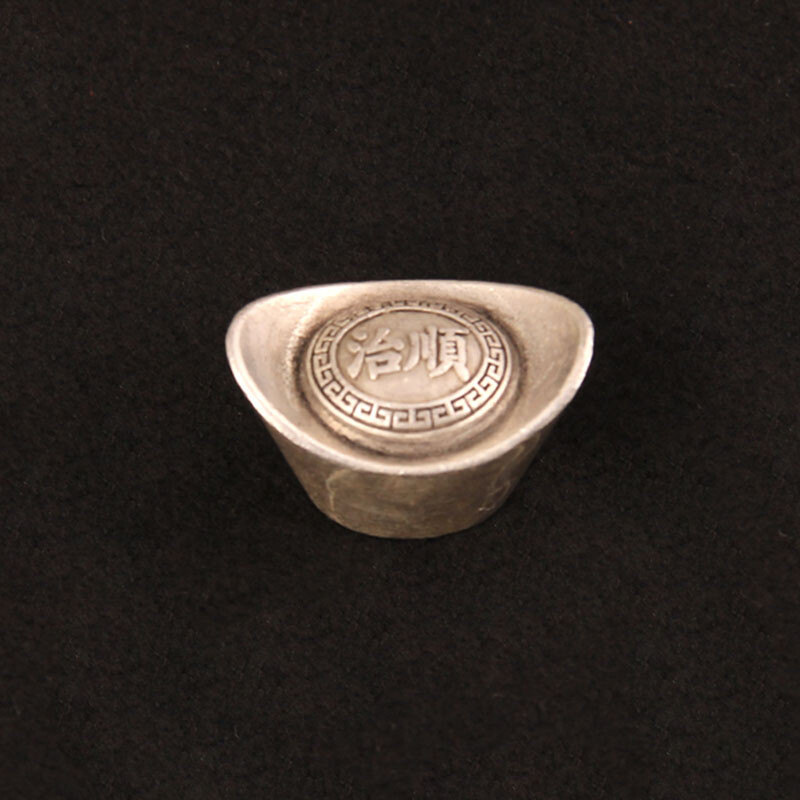 Silver Ingot Ornament Solid Antique Five Emperors Household Treasure Pot