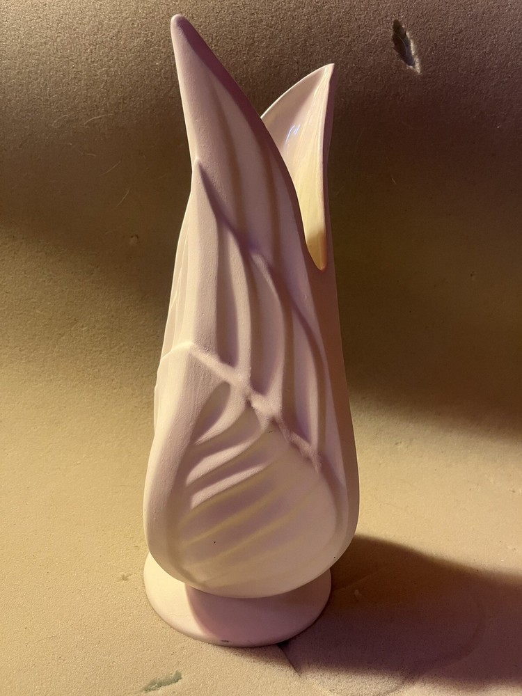 Large Vintage Ceramic Bisque Unpainted Vase 15” Leaf