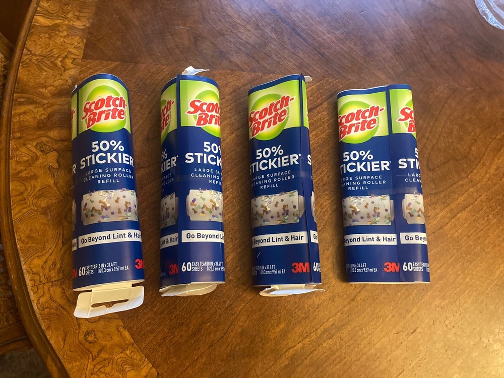 Scotch Brite Large Surface Lint Roller Refills 4 Pack 60ct 👋READ DESCRIPTION!