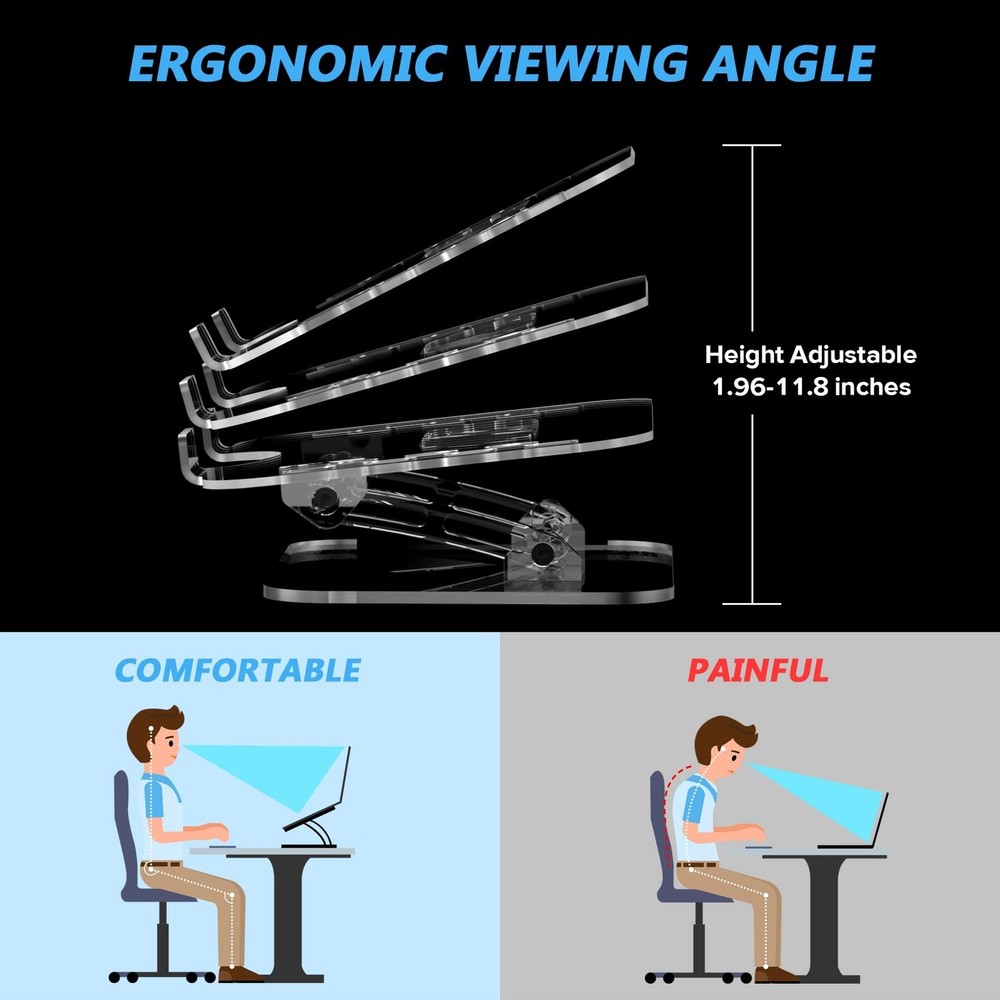 2 Pack Adjustable Laptop Stand, Portable Ergonomic Computer Stand for Laptop,...
