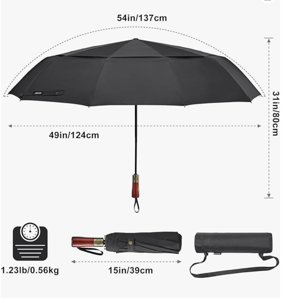 54 Inch Large Compact Windproof Golf Umbrella for Rain Oversized Auto Open Close