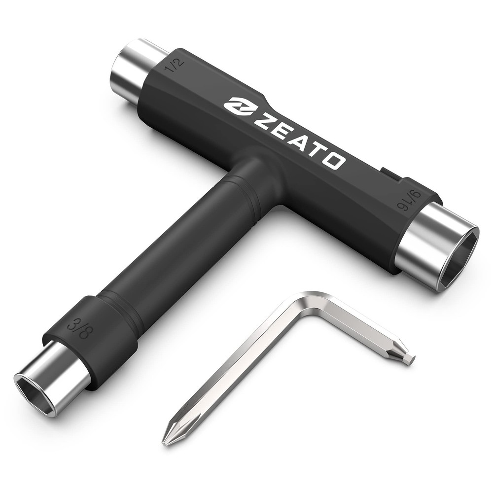 Zeato All-in-One Skate Tools Multi-Function Portable Skateboard T Tool Accessory