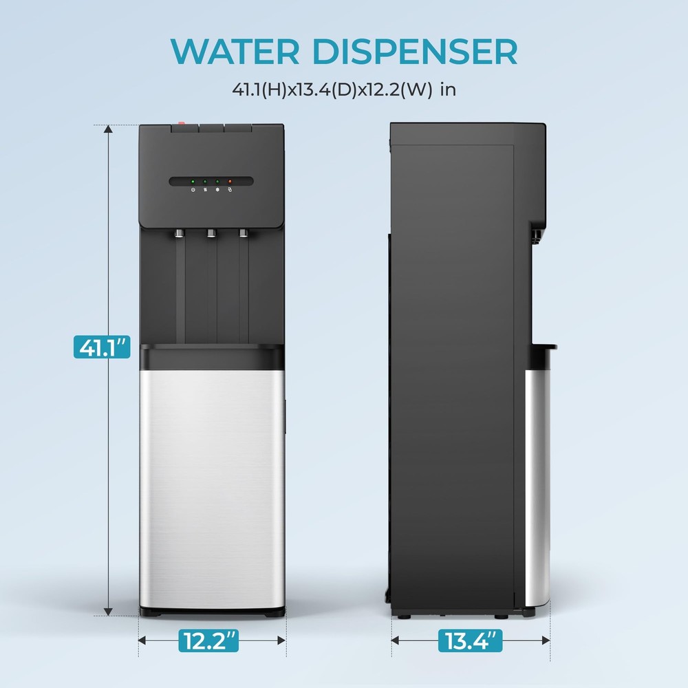 Bottom Loading Water Cooler Dispenser for 5 Gallon Bottle, 3 Temperature Sett...