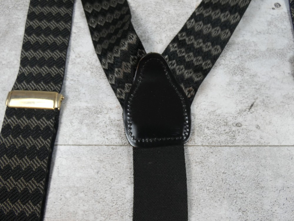 Suspenders Grey Dimond Leather Button Braces Classic Germany Made