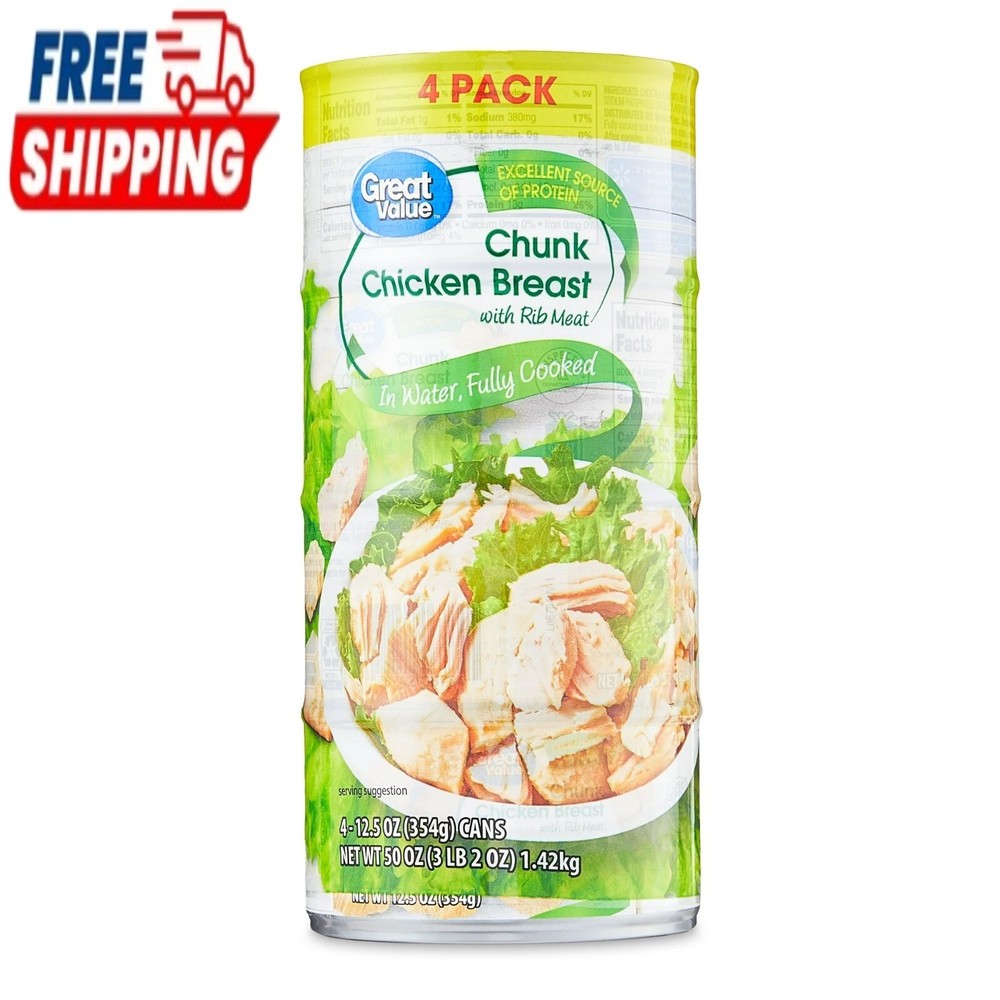 Great Value Chunk Chicken Breast, 12.5 Ounce Can (4 Pack)
