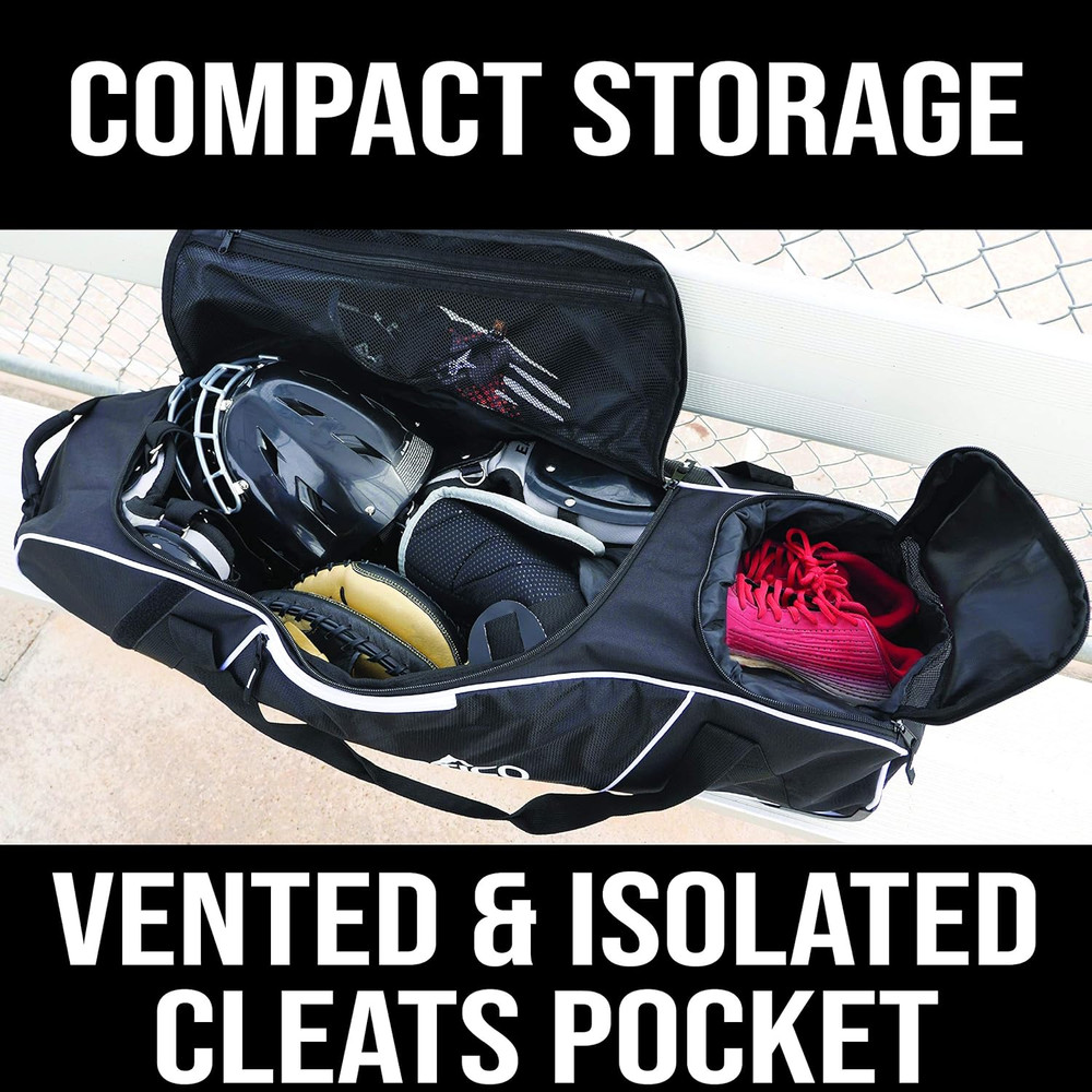 Athletico Rolling Baseball Bag Black
